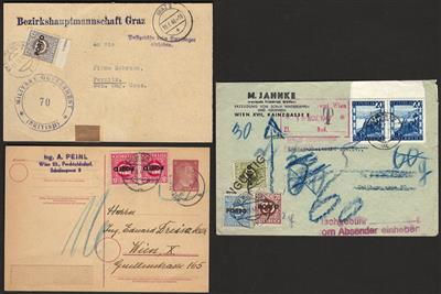 Poststück - Partie Portobelege Österr. ca. 1945/1947, - Známky