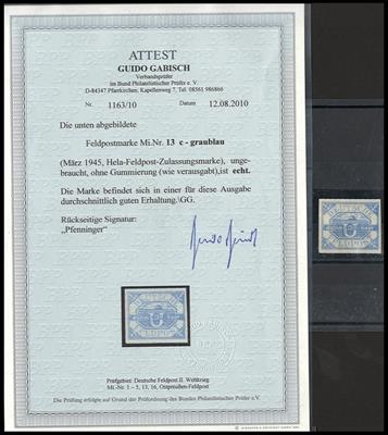 (*) - D. Feldpost Nr. 13c (HELA graublau), - Briefmarken und Ansichtskarten