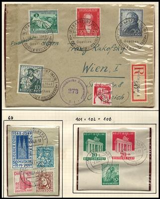 **/*/gestempelt/Poststück - Sammlung frühe BRD, - Stamps and postcards