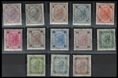 ** - Österr. Nr. 84/96 (mit Lackstreifen), - Stamps and postcards