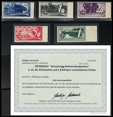 ** - Österr. - Schuschnigg - Wahlwerbevignetten, - Stamps and postcards