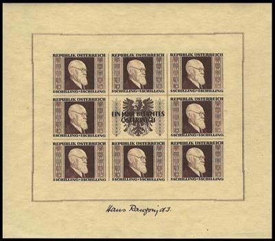 **/* - Sammlung Österr. 1945/1999 u.a. mit Gitter - Grazer (Markwerte gepr. Kovar) - RENNERBLOCK (übl. Unebenh.), - Briefmarken und Ansichtskarten