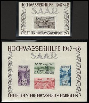 **/* - Sammlung Saarland u.a. mit Bl. Nr. 1/2 **, - Briefmarken und Ansichtskarten