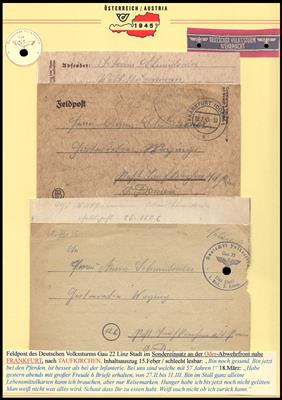 Poststück - 2 Feldpostbriefe des raren gauüberschreitenden Einsatzes von Volkssturmmännern aus Oberdonau, - Stamps and postcards