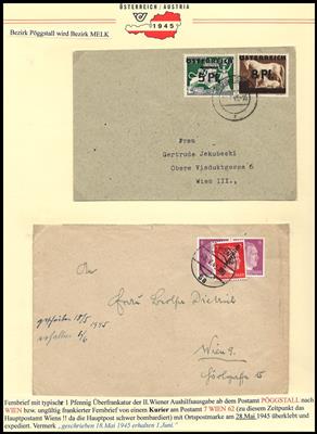 Poststück - Bezirk Melk 1945 - ca. 25 Belege - Briefmarken und Ansichtskarten