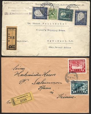 Poststück/Briefstück - Partie Poststücke Österr. I. Rep. mit Reko, - Briefmarken und Ansichtskarten