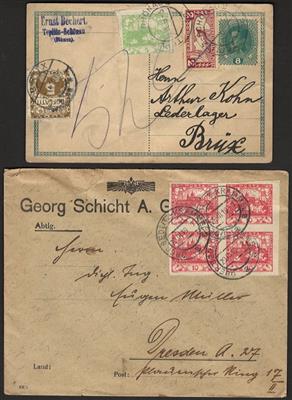 Poststück/Briefstück - Partie Poststücke Tschechosl. ca. 1918/1939, - Známky a pohlednice