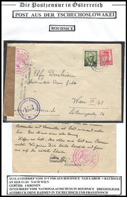Poststück - Interess. Partie Zensurpost Tschechosl. nach Österr. ab 1945, - Briefmarken und Ansichtskarten