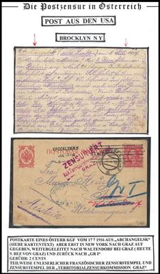 Poststück - Österr. - Partie Zensurpost ca. 1914/1920 nach Österr., - Francobolli e cartoline