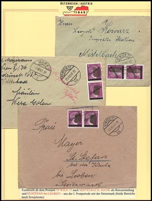 Poststück - Österr. Wien X (Favoriten)über 35 Belege aus 1945, - Známky a pohlednice
