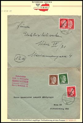 Poststück - Österreich Wien II (Leopoldstadt) 40 Belege aus 1945, - Stamps and postcards