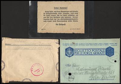 Poststück - Partie D. Feldpost WK II u.a. Zensur, - Stamps and postcards