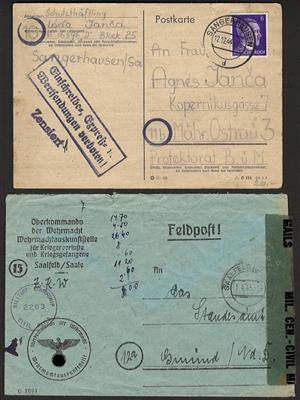Poststück - Partie meist D. Feld- und POW Post WK II u.a. Überroller aus Saalfeld nach Günd vom 5.4. 1945, - Stamps and postcards