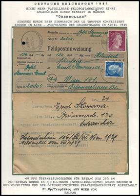 Poststück - Partie Poststücke Österr. ab 1945 mit Ostmark, - Briefmarken und Ansichtskarten