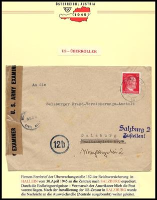 Poststück - Salzburg 1945 Interess. Belegepartie u.a. Zensuren, - Francobolli e cartoline