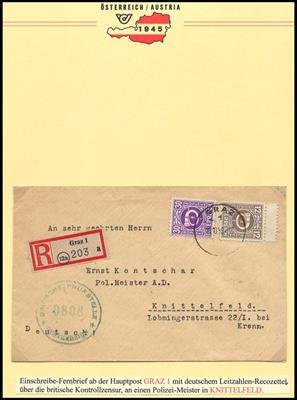 Poststück - Steiermark Sammlung von ca. 70 Belegen 1945 vorwiegend Posthorn, - Známky a pohlednice