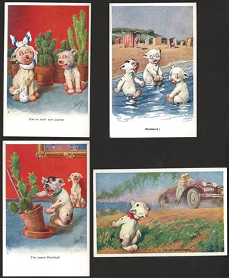 Poststück - Verlag Brüder Kohn Wien - 11 "Bonzo" - Karten (Künstler: Feiertag), - Briefmarken und Ansichtskarten