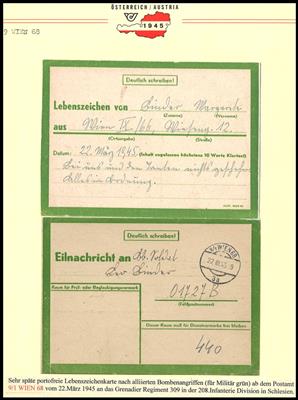 Poststück - Wien IX (Alsergrund) über 60 Belege aus 1945, - Známky a pohlednice