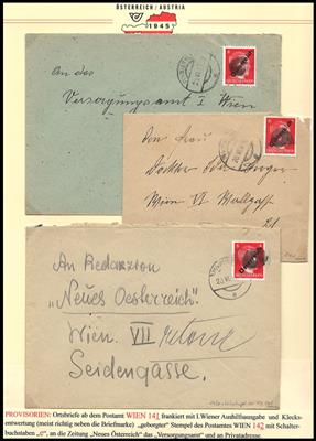 Poststück - Wien "über der Donau" ca. 25 Belege aus 1945 u.a. Stempelprovisorien, - Známky a pohlednice