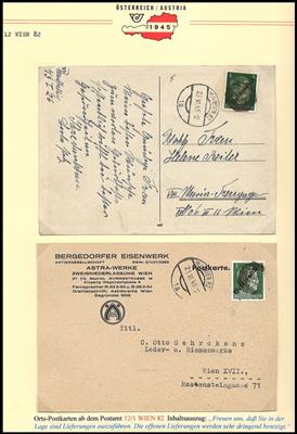 Poststück - Wien XII (Meidling) ca. 70 Belege aus 1945 mit div. Klecksentwertungen usw., - Briefmarken und Ansichtskarten