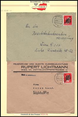 Poststück - Wien XIV (Penzing) ca. 40 Belege aus 1945, - Stamps and postcards