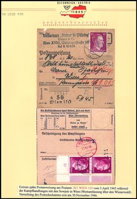 Poststück - Wien XVIII (Währing) ca. 35 Belege aus 1945, - Briefmarken und Ansichtskarten