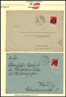 Poststück - Wien XX (Brigittenau) ca. 40 Belege aus 1945, - Stamps and postcards
