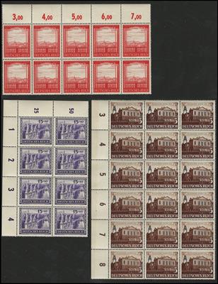 ** - D.Reich Nr. 764/67 (Leipziger Frühjahrsmesse 1941) u. 804/05 (Wiener Messe 1941), - Briefmarken und Ansichtskarten