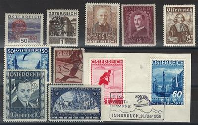 */**/gestempelt/Briefstück - Sammlung Österr. I. Rep. u.a. mit Rotarier - WIPA glatt - FIS I - 10S DOLLFUSS etc., - Stamps and postcards