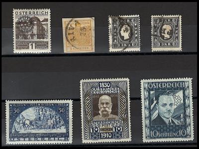 */gestempelt - Reichh. Sammlung Österr. ab 1850 mit vielen besseren Werten u. Sätzen, - Stamps and postcards