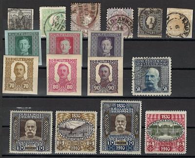 .gestempelt/*/(*) - Sammlung Österr. Monarchie ab 1850 u.a. mit Ausg. 1908 und 1910 *, - Stamps and postcards