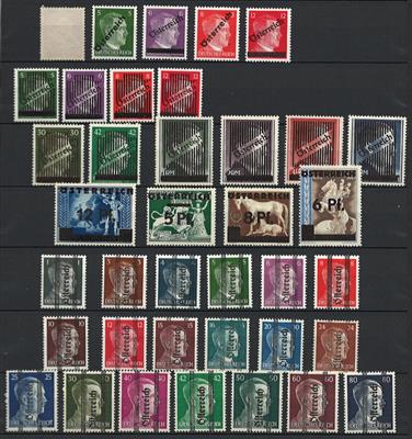 ** - Partie Österr. ab 1945 mit Gitter - Trachten II - Kindheit - Kärnten - Flug 1950/53 - Wiederaufbau II, - Francobolli e cartoline