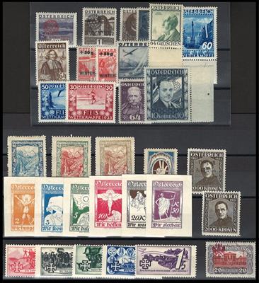 * - Sammlung Österr. I. Rep. u.a. mit Rotarier - FIS I/II -10S DOLLFUSS etc., - Stamps and postcards