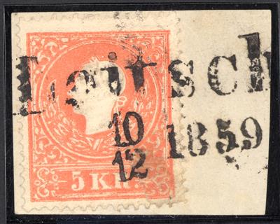 Briefstück - Österr. - Abstempelungen auf Ausgabe 1858 Krain, - Známky a pohlednice