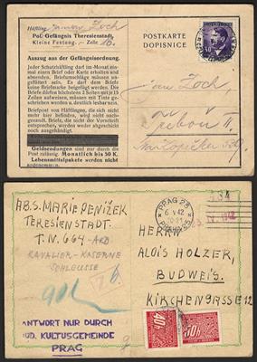 Poststück - Karte aus dem KZ Theresienstadt - Francobolli e cartoline