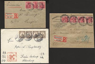 Poststück - Kl. Partie Poststücke D. Kolonien und Auslandspostämter, - Briefmarken und Ansichtskarten