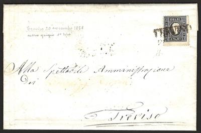 Poststück - Lomb. - Ven. Nr. 7I auf Ortsbrief aus Treviso aus Nov.1858, - Briefmarken und Ansichtskarten