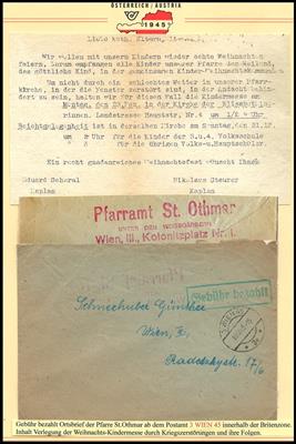 Poststück - Österreich 1945 - Kirchliche Postbelege aus den Bezirken 1/10 auf 15 Ausstellungsbl., - Známky a pohlednice