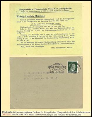 Poststück - Österreich 1945 - seltene evangelische Pfarramtsbelege aus Wien, - Francobolli e cartoline