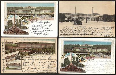 Poststück - Partie alte AK Schloß Schönbrunn mit "Vorraum", - Briefmarken und Ansichtskarten