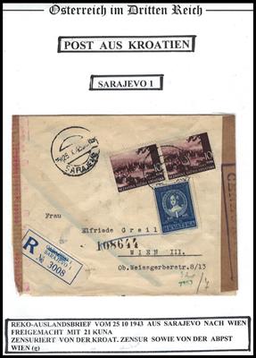 Poststück - Partie Poststücke Kroatien aus WK II meist in die "Ostmark", - Francobolli e cartoline