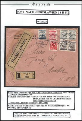 Poststück - Partie Poststücke Österr. Post in das Ausland aus ca. 1925/32 u.a. SHS, - Briefmarken und Ansichtskarten