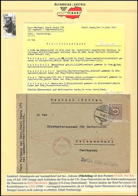 Poststück - Rare Rückführungsbelege aus Österr. 1945 a. Ausstellungsbl., - Známky a pohlednice