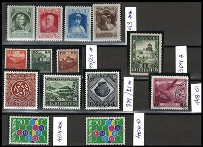 **/*/gestempelt - Partie Liechtenstein Ausg. 1917 - 1967 - Sätze, - Stamps and postcards