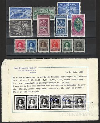 **/* - Sammlung Vatikan ca. 1929/1965 u.a. mit Nr. 39/44 (PROVISORIEN) mit Attest Ing. A. Diena, - Francobolli e cartoline