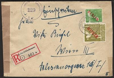 Poststück - Berlin Rot 1 RM + 10 Pfg. auf Einschreibebrief ab Berlin Schlachtensee, - Briefmarken und Ansichtskarten