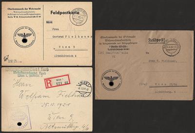 Poststück - Interess. Feldpostkorrespondenz eines Wieners im II. WK incl. Gefallenmeldung, - Briefmarken und Ansichtskarten