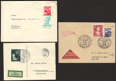 Poststück - Kl. Partie Christkindl aus 1950/55, - Briefmarken und Ansichtskarten
