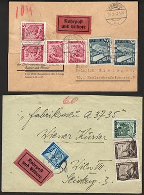 Poststück - Österr. 4 Rohrpostbelege mit Bunter Landschaft, - Stamps and postcards