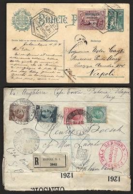 Poststück - Partie Belege Europa u. Übersee, - Briefmarken und Ansichtskarten